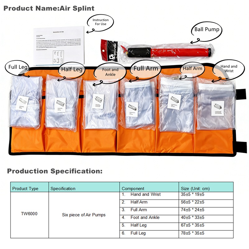 air splints with nylon bag