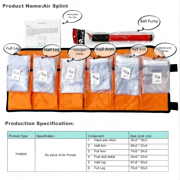 Disposable Air Splint: Essential Emergency Limb Fixation for Fractures & Soft Tissue Injuries