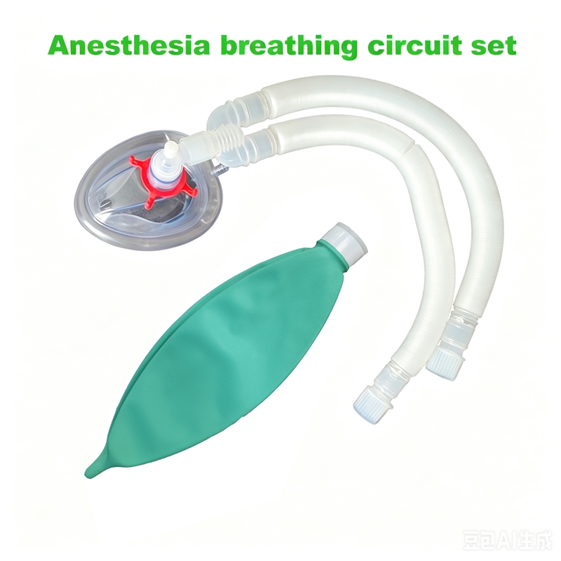 Close-up of anesthesia circuit Y-piece with luer lock gas sampling port and cap